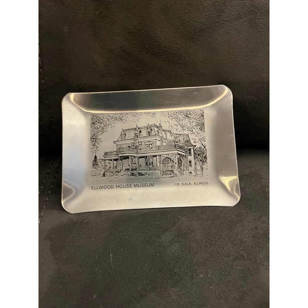 Vintage NOS Ellwood House museum aluminum 6 3/4” tray